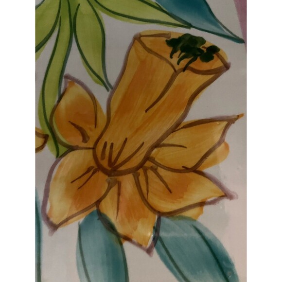 RARE Italian Pastel Floral Ceramic Trivet 8’ - Picture 5 of 7